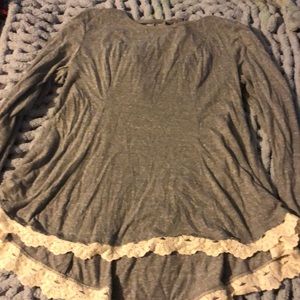 Keyhole back with lace detailing on the bottom.